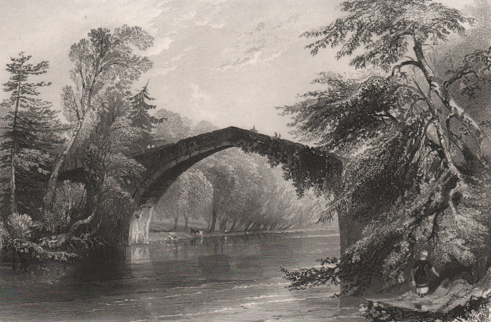 Bridge of Doon. Brig o'Doon, Ayrshire. Scotland. BARTLETT c1840 old print